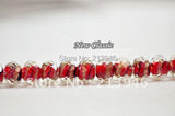 80Pcs/Lot Red Wire Drawing Rondelle Crystal Bead Coloured Glaze Glass Beads