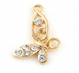 20PCS 20x28mm Rhinestones Butterfly Hang Pendant Charms DIY Accessory