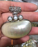 Large 48mm Mabe Keshi Pearl Necklace Crescent Pendant