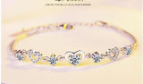 925 Silver Double Heart Round Zircon Bracelet for Women