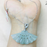 Burmese Ajadeite Jade Plum Pendant with 925 Sterling Silver Necklace