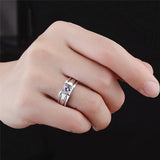 Crown LOVE Heart Adjustable Couple Rings S925 Silver Wedding Jewelry