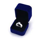 Crystal Ceramic Wedding Ring Set with Box