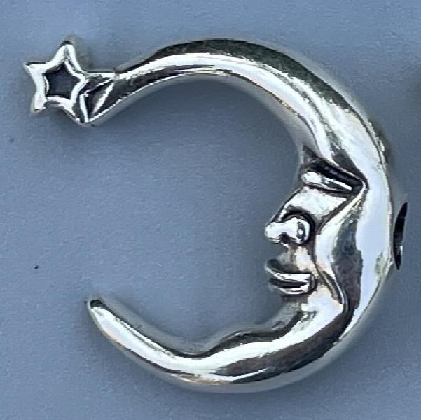 925 Sterling Silver Moon Star Smiley Charm Bead