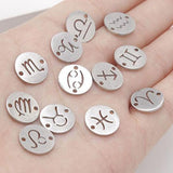 12MM Round Zodiac Charms Mirror Polished Discs - 12pcs/Lot