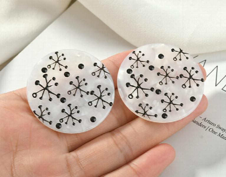Deer Snowflake Round Plate Acrylic Pendant DIY Accessories 2pcs
