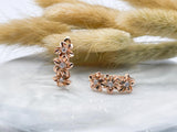 Vintage 3 Flower Links Drop Earrings with Cubic Zircon Stone 585 Rose