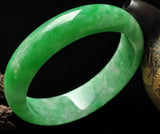 Certified Natural Myanmar Emerald Carved 54-62mm Green Bracelet
