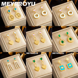 316 Stainless Steel Green Stone Rhinestone Pendant Necklace For Women