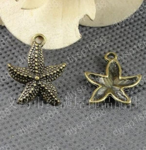 100pcs Antique Bronze Plated Starfish Charm Pendants for Jewelry Making DIY
