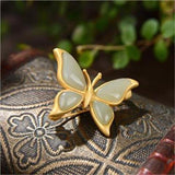 Gray Jade Butterfly Pendant Brooch Silver Plated Hetian Jade Butterfly Dance