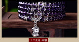 Purple Crystal Zodiac Bracelets Year Beads for Men Women