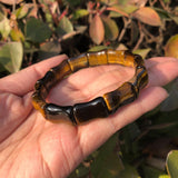 Yellow Tiger Eye Bracelet Bamboo Shape Crystal Healing Men's Jewelry