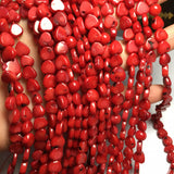 Natural Stone Red Coral Beads Hearts Punch Loose Spacer Beads for Jewelry Making