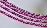 5A Rhodolite Garnet Beads 3.5-4.8mm Rose Red Smooth Round 15 Inch Strand