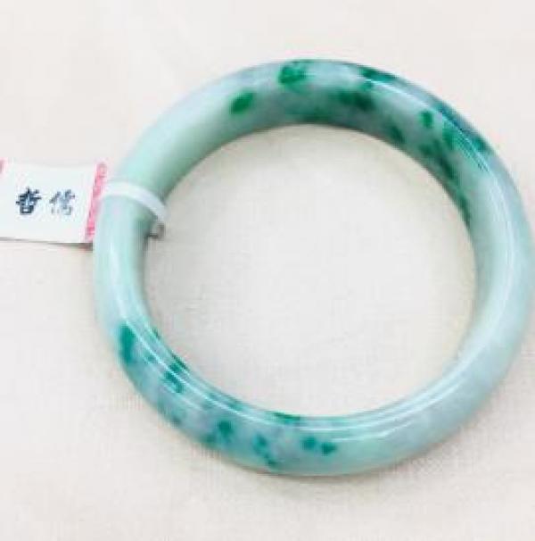 Zheru Jewelry Natural Jadeite Bracelet 54-62mm Floating Flower