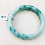 Zheru Jewelry Natural Jadeite Bracelet 54-62mm Floating Flower