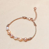 Pink Gray Freshwater Pearl Bracelet Silver Tube Fine Jewelry