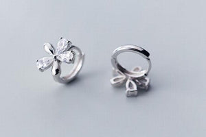 925 Silver Flower Hoop Huggie Earrings GTLE2649