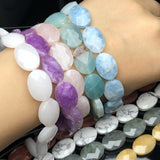 Natural Oval Faceted Agates Jades Amazonite Howlite Crystal Stone Beads