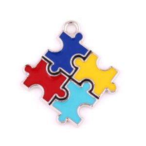 10 Autism Awareness Pendants With Holes Puzzle Piece Jigsaw Charm