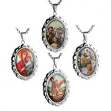 4 Pcs St Michael St. Christopher Mary Pendant Necklace Set