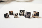 50pcs Leopard Print Square Flatback Cloth Buckle DIY Jewelry Earring Accessory