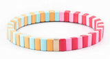 Rainbow Elastic Enamel Tile Bracelets Metal Bohemian Pulseras Women Jewelry