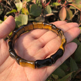 Yellow Tiger Eye Bracelet Bamboo Shape Crystal Healing Men's Jewelry