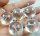 Turquoise Quartz Crystal Dandelion Seed Glass Pendant for Jewelry Making
