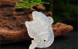 Natural Ice Chalcedony Pendant, Antique Gulong Jades Pendant