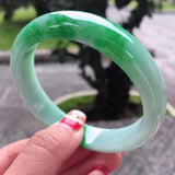 Zheru Jewelry Natural Myanmar Emerald Green 54-64mm Two-Color Bracelet