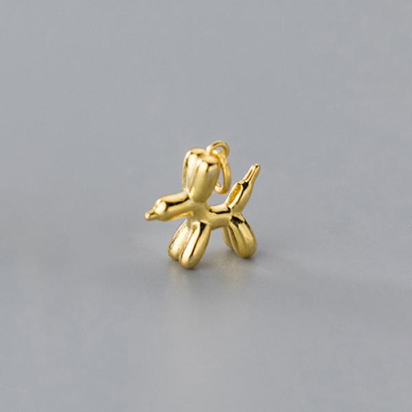 925 Silver 3D Balloon Dog Pendant Charms DIY Making Supply