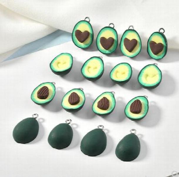 30pcs 21*14mm Avocado Heart Clay Resin Pendant DIY Earrings Material