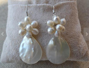 Natural Freshwater Pearl Dangle Earrings Wedding Women Jewelry
