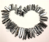 H-TB24 Titanium Silver Quartz Rough Point Briolettes 16 inch