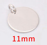 925 Silver Disc Pendant Charm DIY Glossy Necklace Pendant