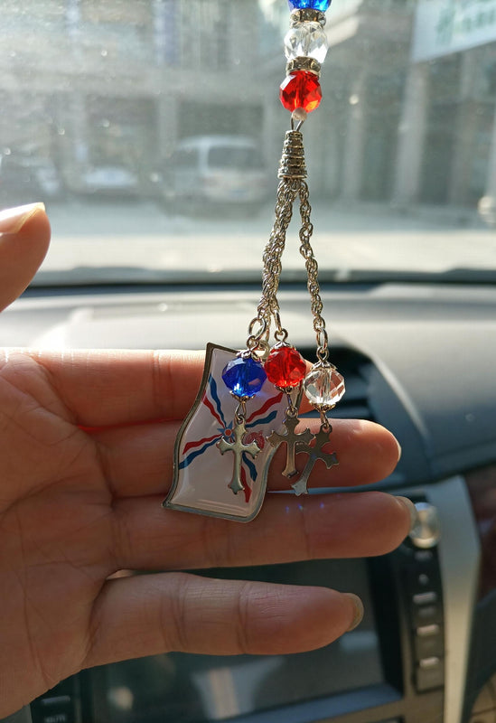 Assyrian Syriac Flag Lamassu Ashur Car/Home/Office Hanging Keychain Necklace
