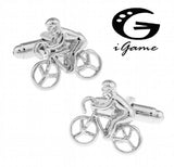 Silver Bicycle Race Cuff Links Brass Material Men Cufflinks