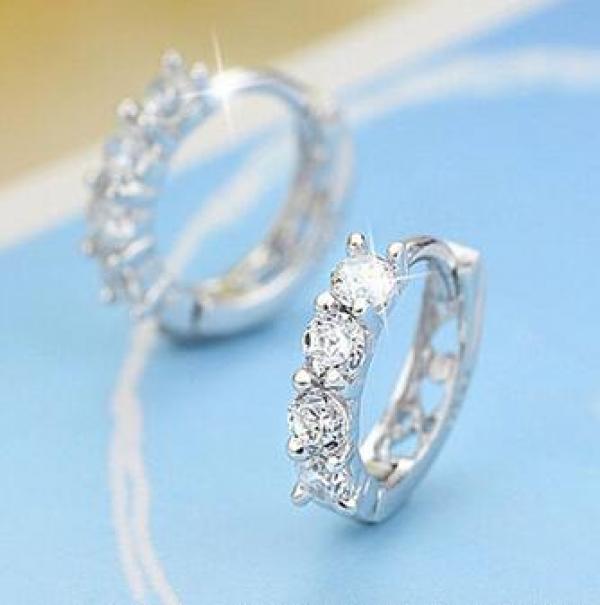 925 Silver Natural Stone Hollow Out Zircon Crystal Earrings