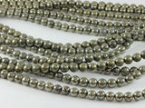 Natural Pyrite Gemstone Beads 4-12mm Round Beads 1 String