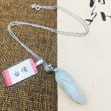 Burmese Ajadeite Corn Pendant Necklace 925 Sterling Silver Jade Chain