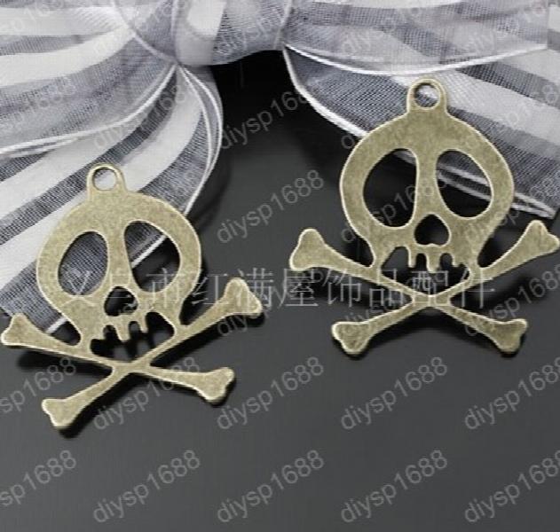 40pcs Antique Bronze Skull Shape Charms Pendants for Jewelry Making DIY