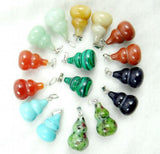 Natural Stone Quartz Crystal Tiger Eye Gourd Shape Charms Pendants