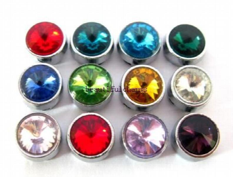 8MM Birthstone Slide Charms DIY Alloy Accessories For Bracelet