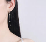 Women Earrings Wafer Balls Tassel Jewelry 925 Silver Needle Earring