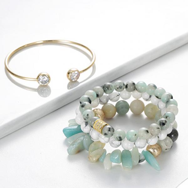 BOJIU Stone Copper Zircon Bracelet Set for Women