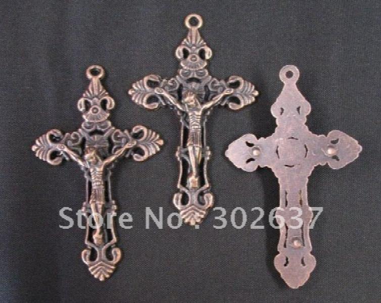 45pcs Antiqued Copper Crucifix Pendants