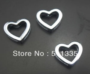 100pcs/lot 8mm Heart Slide Charm DIY Jewelry Findings