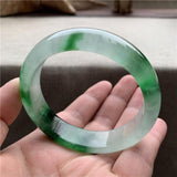 Zheru Jewelry Natural Burmese Jade Green Two-Color Bracelet 54-64mm